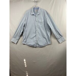 Tommy Bahama Striped Button Down Shirt Mens XL Blue Green Excellent Cotton